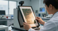 Russia’s Mikron is selling framed test wafers with up to 120,000 processors as souvenirs — 12 designs, priced around $170 each, sold alongside $2 vials of cleanroom air