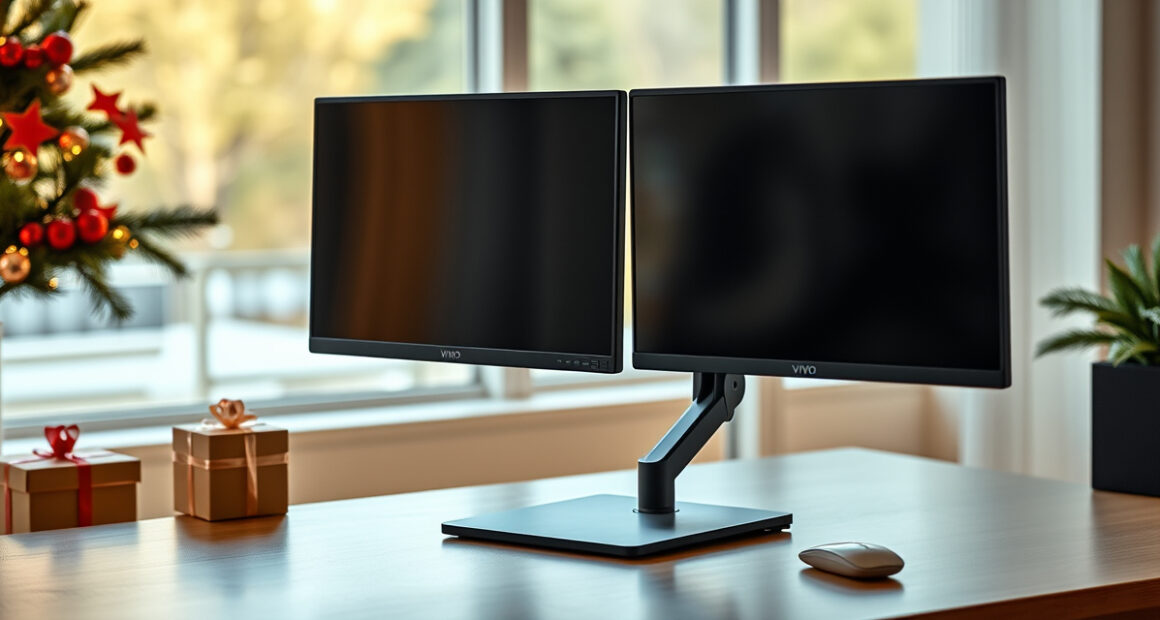 VIVO Dual Monitor Desk Mount: A Holiday Desk Upgrade